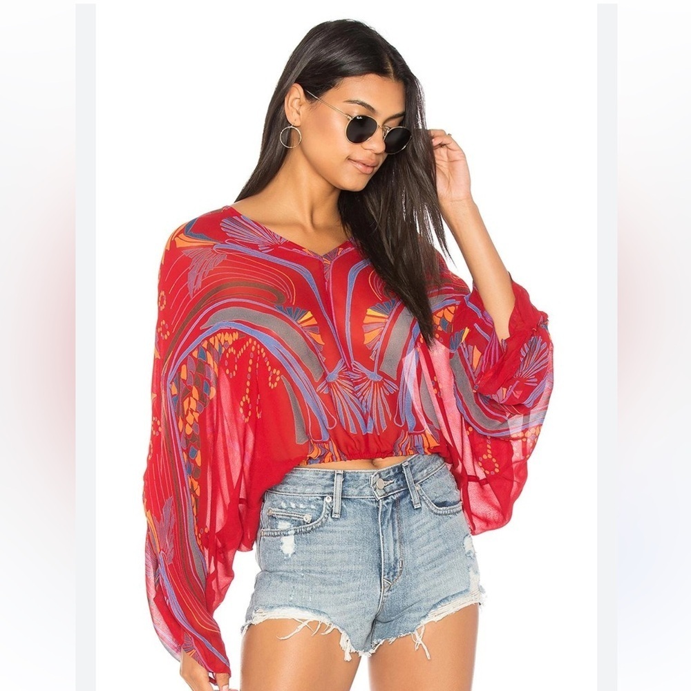 FREE PEOPLE Beneath the Sea Dolman Sleeve Blouse